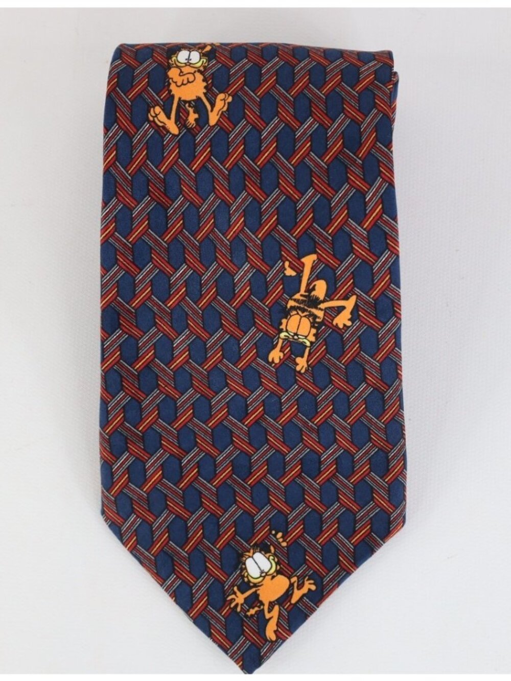 Vintage 90s Garfield The Cat Geometric Neck Tie Necktie Wedding Suit Polyester